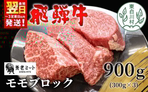 飛騨牛 モモブロック 900g 300g×3 牛肉 和牛 肉 ローストビーフ 焼肉 ステーキ 赤身 赤身肉 牛 鉄板焼き お祝い 贈答 ギフト 贈り物 ふるさと納税 東白川村 岐阜 贅沢 モモ もも肉 養老ミート 330