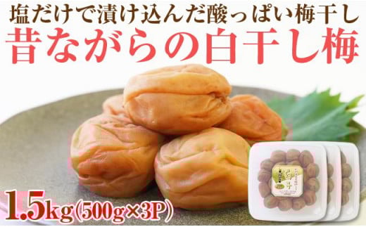 【和歌山県/紀州南高梅】紀州南高梅 昔ながらの白干し梅 1.5kg(500g×3パック) 塩分約20%和歌山県御坊市15000鍋セット・総菜・加工食品漬物・梅干・キムチ