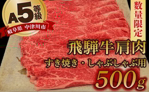 【数量限定!チルド(冷蔵)発送!】「飛騨牛」A5等級肩肉 500g すき焼き しゃぶしゃぶ F4N-1240岐阜県中津川市24000肉牛肉