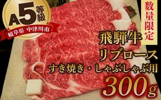 【数量限定!チルド(冷蔵)発送!】「飛騨牛」A5等級リブロース 300g すき焼き しゃぶしゃぶ F4N-1229岐阜県中津川市18000肉牛肉