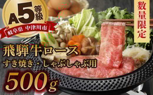 【数量限定!チルド(冷蔵)発送!】「飛騨牛」A5等級ロース 500g すき焼き しゃぶしゃぶ F4N-1241岐阜県中津川市30000肉牛肉