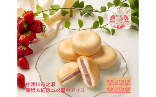 中津川市之瀬 「章姫&紅ほっぺ最中アイス」 8個入 F4N-1836岐阜県中津川市13000菓子・スイーツアイス・ジェラート