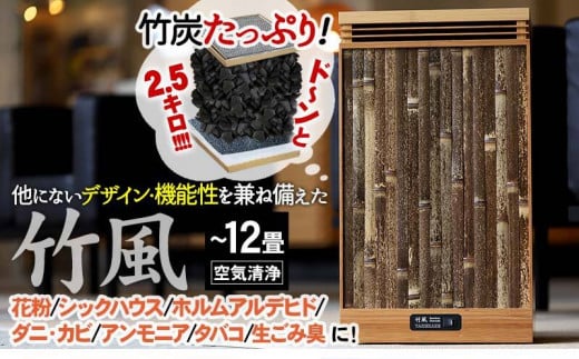 空気清浄機 「竹風」 竹炭カートリッジ式 家電製品 エコ ECO 静音 微粉塵 除去 ( ~12畳まで 和 おしゃれ 高級 家電 最高級 竹炭 循環型空気清浄機 日用品 匂い除去 ほこり除去 ) TT068高知県須崎