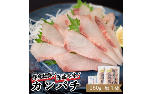 【急速冷凍】 鮮度抜群!カンパチ80g 2枚セットと塩1袋 NS023 勘八 環八 かんぱち カンパチ 塩 海鮮 魚介 瞬間 冷凍 高知県 須崎市NS023高知県須崎市9500魚介・海産物鮮魚