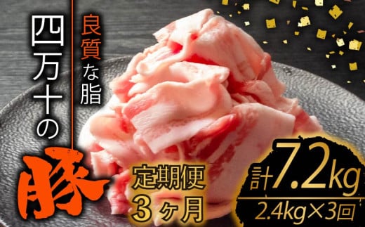 【定期便3回】四万十ポークスライス 計7.2kg(2.4kg×3ヶ月連続お届け) 2Kコース | 豚肉 豚バラ肉 小分け 小間切れ スライス 切り落とし 冷凍 真空パック 簡単調理 細切れ 大容量 肉 高知県 須崎