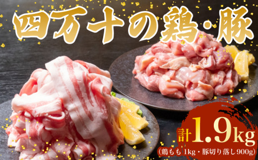 【四万十ブランド】 鶏肉 と 豚肉 の セット 計1.9kg ( 鶏もも肉 1kg と 豚肉 スライス 900g ) | 四万十ポーク スライス 四万十鶏 鶏モモ セット 豚肉 豚バラ肉 小分け 小間切れ 切り落とし 冷凍 真