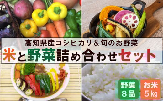 新米 野菜 セット コシヒカリ 5kg 野菜 7品以上 ( きゅうり なす パプリカ ピーマン れんこん ミックスリーフ たけのこ オクラ かぼちゃ ブロッコリー アスパラガス ニラ  にんじん 人参 トマ