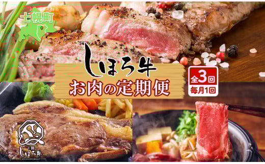 ■定期便■ 北海道 しほろ牛 定期便 全3回 牛肉 サーロイン ステーキ リブロース 肉 牛 赤身肉 国産牛 肉 ビーフ 牛肉 焼肉 冷凍 お取り寄せ 頒布会  十勝 士幌町 75000円 【X21】北海道士幌町750
