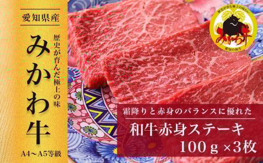 【みかわ牛】和牛赤身ステーキ100g×3枚愛知県豊田市10000肉牛肉
