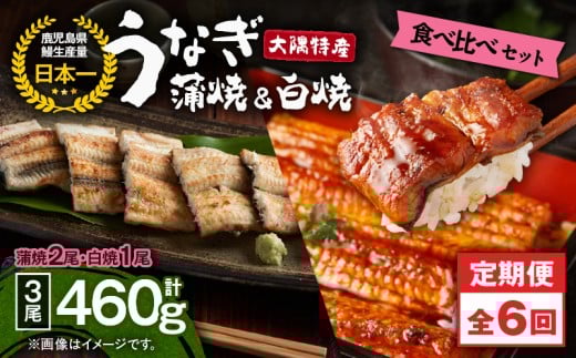 2492 【定期6回】大隅特産うなぎ蒲焼 2尾(340g)・白焼1尾(120g)食べ比べセット KN060-T16鹿児島県鹿屋市129000魚介・海産物うなぎ