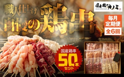 2464 【毎月定期便】国産 鶏串50本セット 全6回 KN077-T06鹿児島県鹿屋市89000肉鶏肉