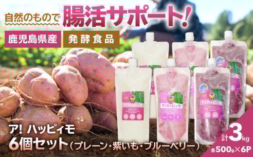 2827 ア!ハッピィモ6個セット(プレーン・紫いも・ブルーベリー) KN113-001-07鹿児島県鹿屋市22000野菜・きのこじゃがいも・イモ類