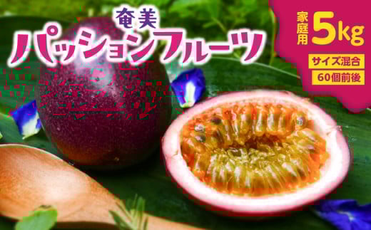 【2026年先行予約】奄美パッションフルーツ 5kg 家庭用(サイズ混合)(60個前後) A135-006鹿児島県奄美市44000果物・フルーツその他 果物・フルーツ
