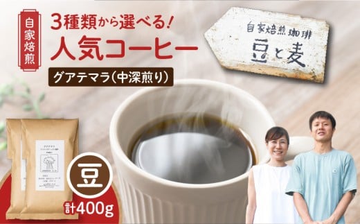 【自家焙煎】豆と麦 グアテマラ(豆) 計400g(200g×2袋) A017-018-01鹿児島県奄美市10000お茶・飲料コーヒー・紅茶