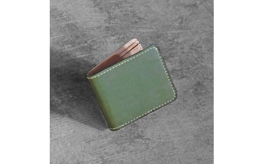 栃木レザー使用|滑らか本革二つ折り財布|Half wallet 01|オリーブ|minca(全7色)栃木県栃木市80000衣類・装飾品・工芸品財布