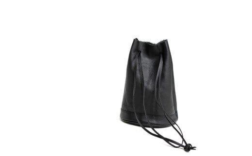 【レザー巾着】Drawstring bag カラー:Black【かばん ファッション 人気 おすすめ 】栃木県栃木市69000衣類・装飾品・工芸品鞄・バッグ