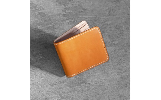 栃木レザー使用|滑らか本革二つ折り財布|Half wallet 01C|キャメル|minca(全7色)栃木県栃木市87000衣類・装飾品・工芸品財布