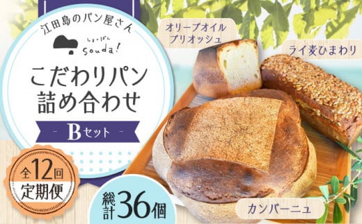 【全12回定期便】石窯パン 詰め合わせ Bセット(計36個)  定期便 パン ぱん ブレッド ベーカリー 冷凍 石窯 石窯パン 菓子パン 惣菜パン 国産 小麦 国産小麦 朝食 ルヴァン 天然酵母 ハードパン