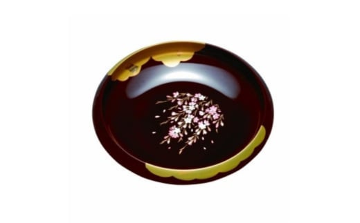 7.5寸 菓子鉢 溜 金雲さくら【YG67】【yma304】和歌山県由良町18000雑貨・日用品食器・グラス
