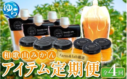 【定期便】farm&lab 厳選!みかんアイテム定期便(全4回お届け) / ミカン みかんジュース みかんバター スムージーゼリー みかんジャム 由良町 和歌山【fmlb-tkb001】和歌山県由良町36000鍋セ