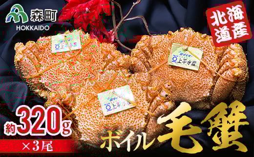 【北海道産】ボイル毛蟹 (320g前後×3尾) <上平水産> かに カニ 蟹 ガニ がに 森町 ふるさと納税 北海道 毛蟹 毛かに 毛ガニ 毛カニ mr1-0135北海道森町21600魚介・海産物カニ