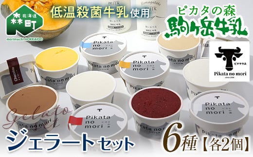 【お歳暮】 駒ヶ岳牛乳 ジェラート12個セット(各2個×6種)<ピカタの森 駒ケ岳牛乳> 低温殺菌 ノンホモ牛乳 森町 洋菓子 デザート スイーツ ジェラート アイス 氷菓セット ふるさと納税