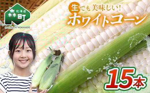 【先行予約】15本 白い とうもろこし ホワイトコーン L〜2L(2026年7月下旬〜9月中旬までに順次お届け) 北海道産 森町産 トウモロコシ とうきび トウキビ 唐黍 野菜 やさい たっぷり 甘い 朝