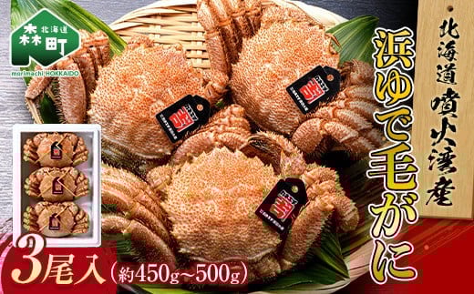 【北海道 噴火湾産】 浜ゆで毛がに 3尾 450g〜500g<カネキチ澤田水産> かに カニ 蟹 ガニ がに 森町 ふるさと納税 北海道 毛蟹 毛かに 毛ガニ 毛カニ mr1-1064北海道森町43000魚介・海産物カニ