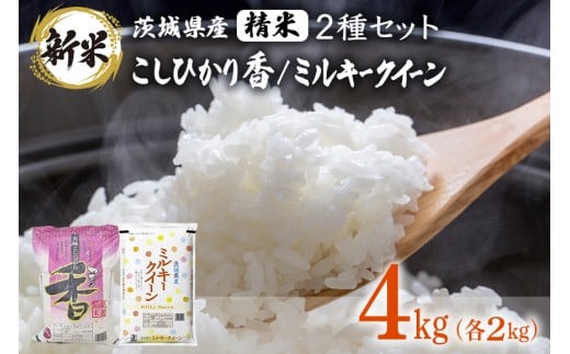 180【令和7年産】茨城県産 こしひかり香 ミルキークイーン セット 4kg(各2kg)【石崎商店】茨城県茨城町12500米・パン白米
