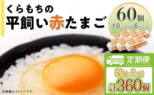 459 たまご 60個 6パック 定期便 6カ月 計360個 小分け 新鮮 赤 玉子 卵 タマゴ くらもちの農場 平飼い茨城県茨城町63000卵・乳製品卵(鶏、烏骨鶏等)