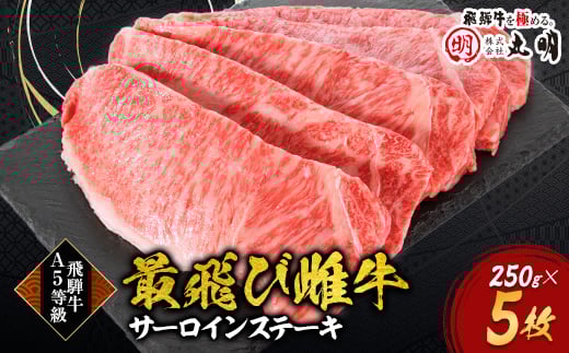 <最飛び雌牛>飛騨牛A5等級サーロインステーキ 250g×5枚【1520147】岐阜県養老町100000肉牛肉