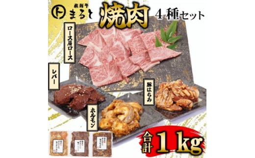 <飛騨牛>焼肉4種セットA-2 ロース・肩ロースと味付けホルモンなど 合計1kg【1619780】岐阜県養老町22000肉牛肉