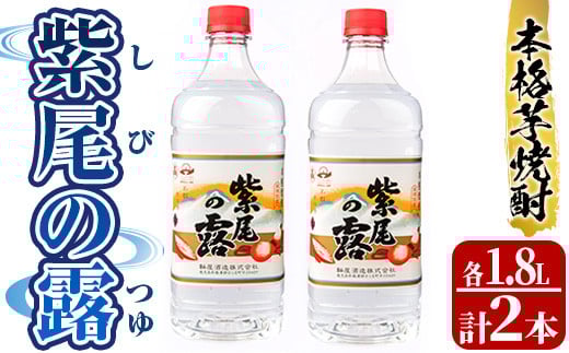 s236 本格芋焼酎!紫尾の露<25度>2本セット(計3.6L・1.8L×2本) 鹿児島 九州産 アルコール お酒 焼酎 芋焼酎 一升瓶 お湯割り ロック ペットボトル【中村商店】鹿児島県さつま町15000酒・アルコ