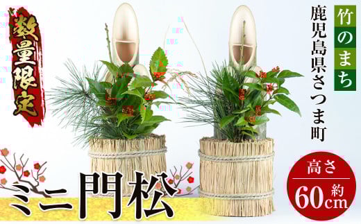 s086 【数量限定】<2025年12月23日より順次発送>年末限定!ミニ門松(直径約20cm・高さ60cm)を一対(2個)! 門松 かどまつ 門まつ 竹 正月 お正月 年末年始 飾付 飾り付け 【宮之城伝統工芸センタ