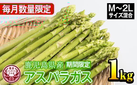 s228 <先行予約受付中!2026年2月下旬より順次発送>≪数量限定≫さつま町産のアスパラガス(1kg・2L〜Mサイズ混合) 鹿児島 国産 九州産 産地直送 アスパラ 野菜 ベジタブル【松金農園】鹿児