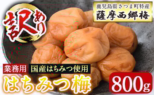 s580 <訳あり・業務用>薩摩西郷梅はちみつ梅(800g)まろやか 南高梅 梅 梅干し うめぼし 蜂蜜 ハチミツ 粒 大きい 業務用 訳あり 簡易包装 常温【薩摩西郷梅生産組合】鹿児島県さつま町6500鍋