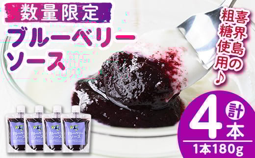 s669 ≪毎月数量限定≫ブルーベリーソース(計4本・1本180g) 鹿児島 国産 九州産 フルーツ 調味料 フルーツソース ジャム ブルーベリー 自家栽培 【田野農園】鹿児島県さつま町12000鍋セット・