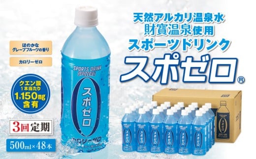 D4-2261/【3回定期】 財寶温泉 スポーツドリンク ペットボトル 500ml×48本鹿児島県垂水市44000お茶・飲料水・ミネラルウォーター