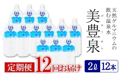 J19-1405/【12回定期便】飲む温泉水/美豊泉(2L×12本)鹿児島県垂水市197000お茶・飲料水・ミネラルウォーター