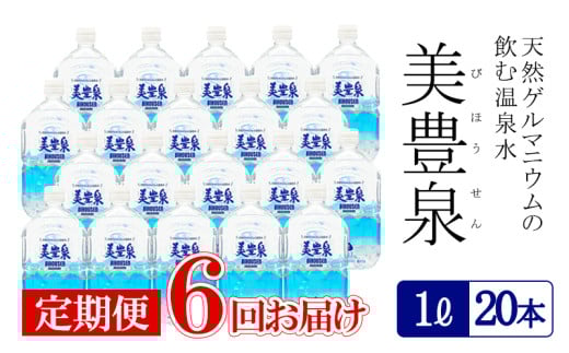 I9-1401/【6回定期便】飲む温泉水/美豊泉(1L×20本)鹿児島県垂水市99000お茶・飲料水・ミネラルウォーター