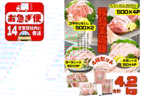 C3-0407/鹿児島県産 桜島美湯豚 4種セット 計4.2kg鹿児島県垂水市32000肉豚肉