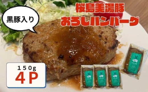 W-0402/鹿児島県産 桜島美湯豚 おろしソース ハンバーグ 150g×4個鹿児島県垂水市9000肉豚肉
