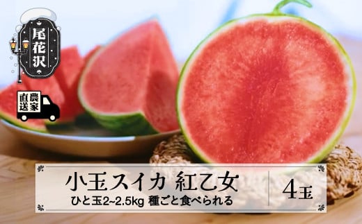 先行予約 尾花沢産 小玉スイカ 紅乙女 約2~2.5kg×4玉 7月下旬〜8月上旬頃発送 令和8年産 2026年産 尾花沢産 スイカ すいか 西瓜 果物 くだもの フルーツ べにおとめ 観光物産 kb-subox4山形県尾花