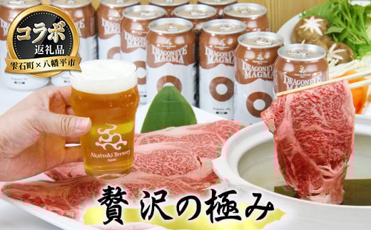 【雫石町×八幡平市 共通返礼品】 お肉とお酒の贅沢セット / 牛肉 肩ロース 酒 ビール岩手県雫石町63000肉牛肉