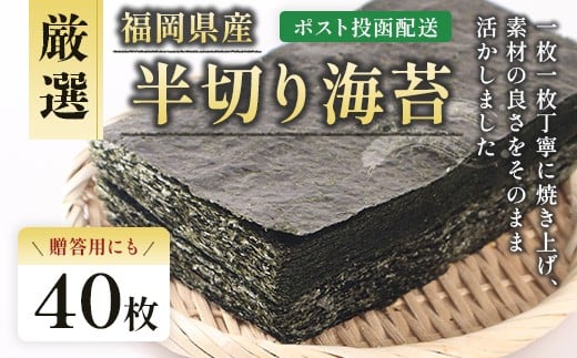 厳選半切海苔40枚 BA018-1福岡県粕屋町5000魚介・海産物のり・海藻