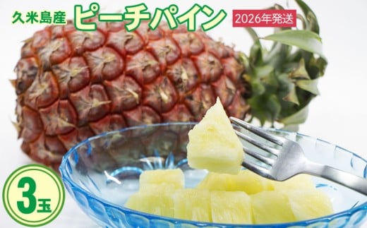 【2026年発送】比屋定農園 ピーチパイン 3玉(計約2kg) パイナップル パイン 高級 桃 ピーチ 果肉 甘酸っぱい ジューシー 芳醇な香り スナック感覚 フルーツ 果物 ジュース スムージー ヨー