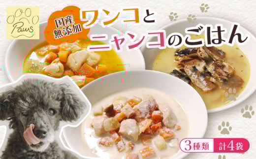無添加 ペットフード 3種類 (イワシ煮 豆乳鍋 トマトシチュー) 計4袋 犬 猫 ドッグフード キャットフード 安心 安全 ペット フード ペット用品 ヒューマングレード リッチフード いぬ ねこ 犬