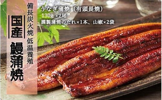 備長炭火焼 低温養殖 国産鰻蒲焼 2尾(計260g以上)徳島県徳島市25000魚介・海産物うなぎ