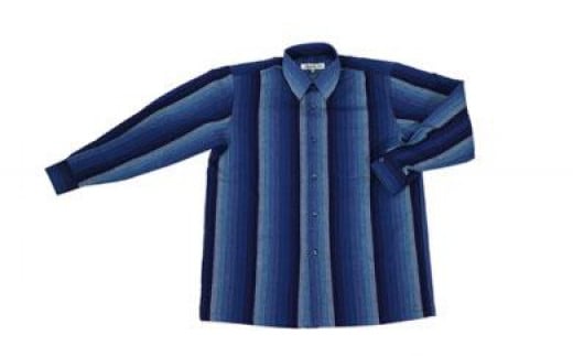 阿波しじら織 長袖紳士シャツ【L】徳島県徳島市45000衣類・装飾品・工芸品その他 装飾品・工芸品