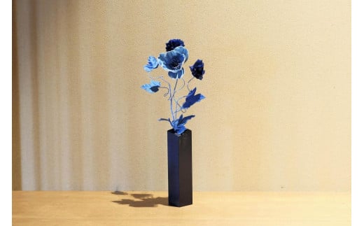 藍染花一輪挿しアレンジ 小【ポピー】徳島県徳島市36000衣類・装飾品・工芸品その他 装飾品・工芸品